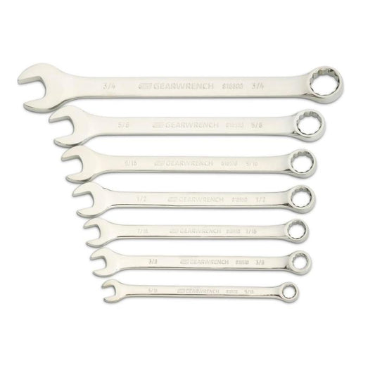 Gearwrench 7 Piece 12 Point Long Pattern Combination SAE Wrench Set with Tool Roll 81933