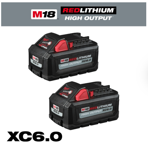 Milwaukee M18â„¢ REDLITHIUMâ„¢ HIGH OUTPUTâ„¢ XC6.0 Battery Pack (2 Pk) 48-11-1862
