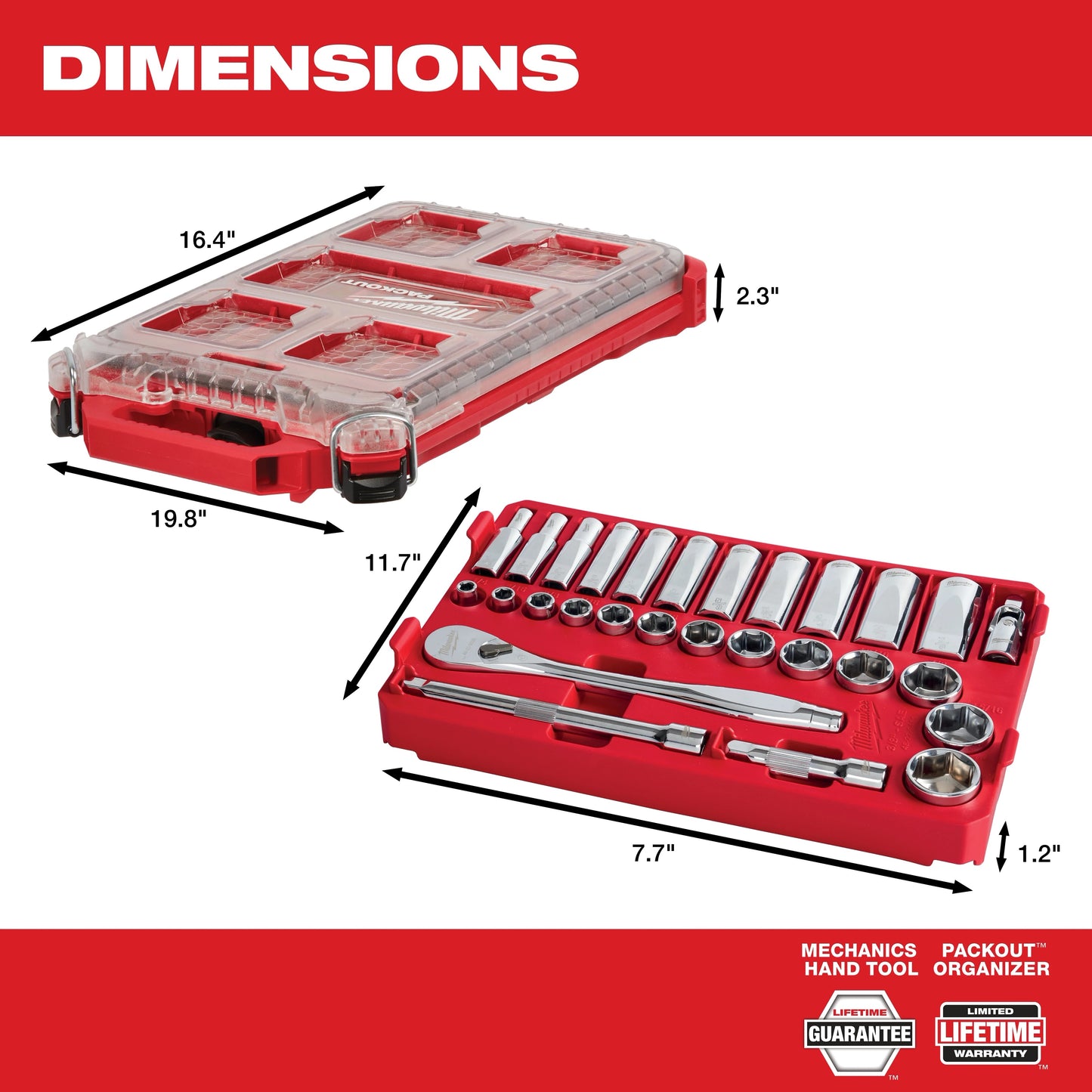 3/8” Drive 28pc Ratchet & Socket Set with PACKOUT™ Low-Profile Com...
