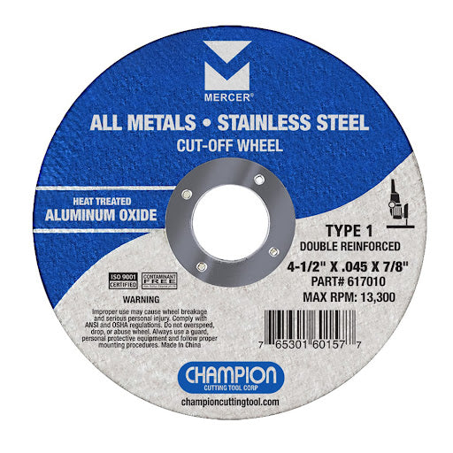 Champion Cutting Tool 617010 Type 1 Thin Cut-Off Wheel