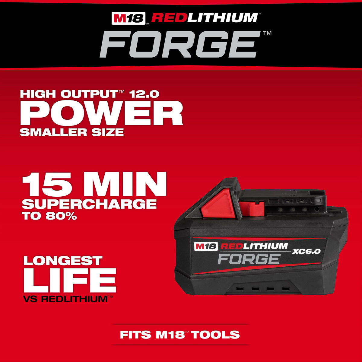 Milwaukee FORGE™ XC6.0 M18™ REDLITHIUM™ Battery Pack (DISCONTINUED-USE #48-11-1881) (48-11-1861)