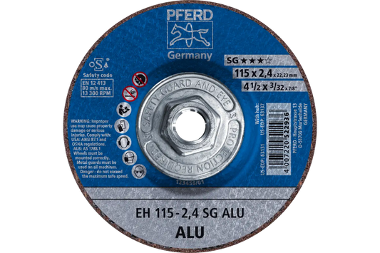 PFERD 4-1/2" x 3/32" SG ALU Cut-Off Wheel, 5/8-11 Thread, Type 27 (63137)