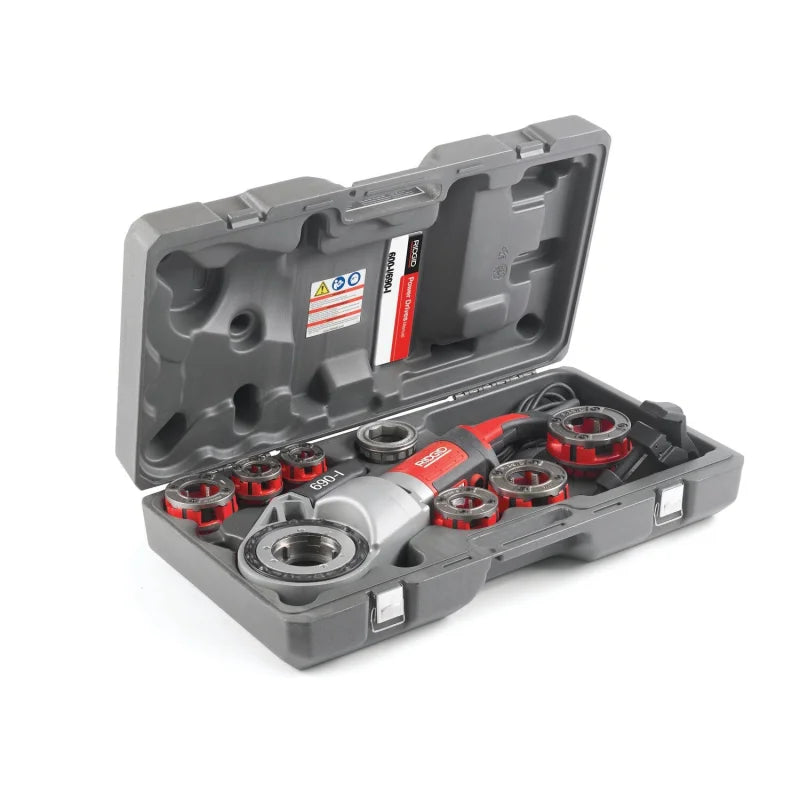 RIDGID Power Drive NPT Die Head Set 1/2 in. to 2 in., Case and Support Arm (44923)