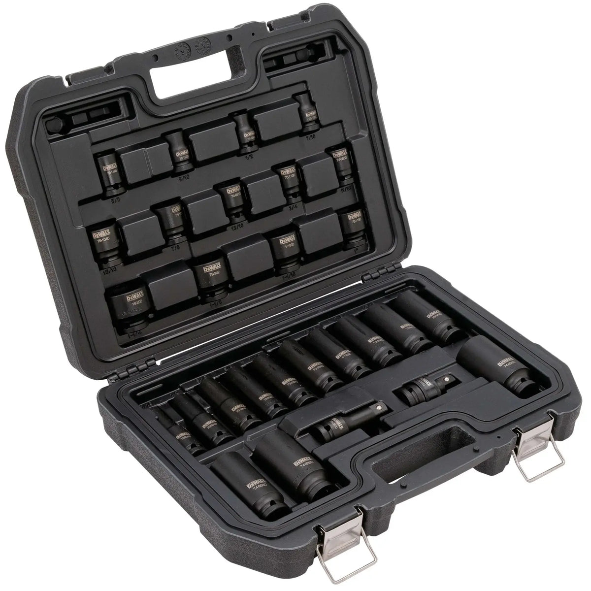 DeWalt 1/2 IN. DRIVE 7/16"- 1-1/4" STANDARD and DEEP IMPACT SOCKET SET 6 PT. with 3" EXTENSION and