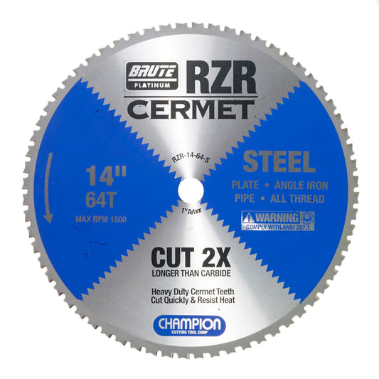 Champion Brute RZR Cermet Circular Saw Blade, 14 in, 64 Tooth (RZR-14-64-S)