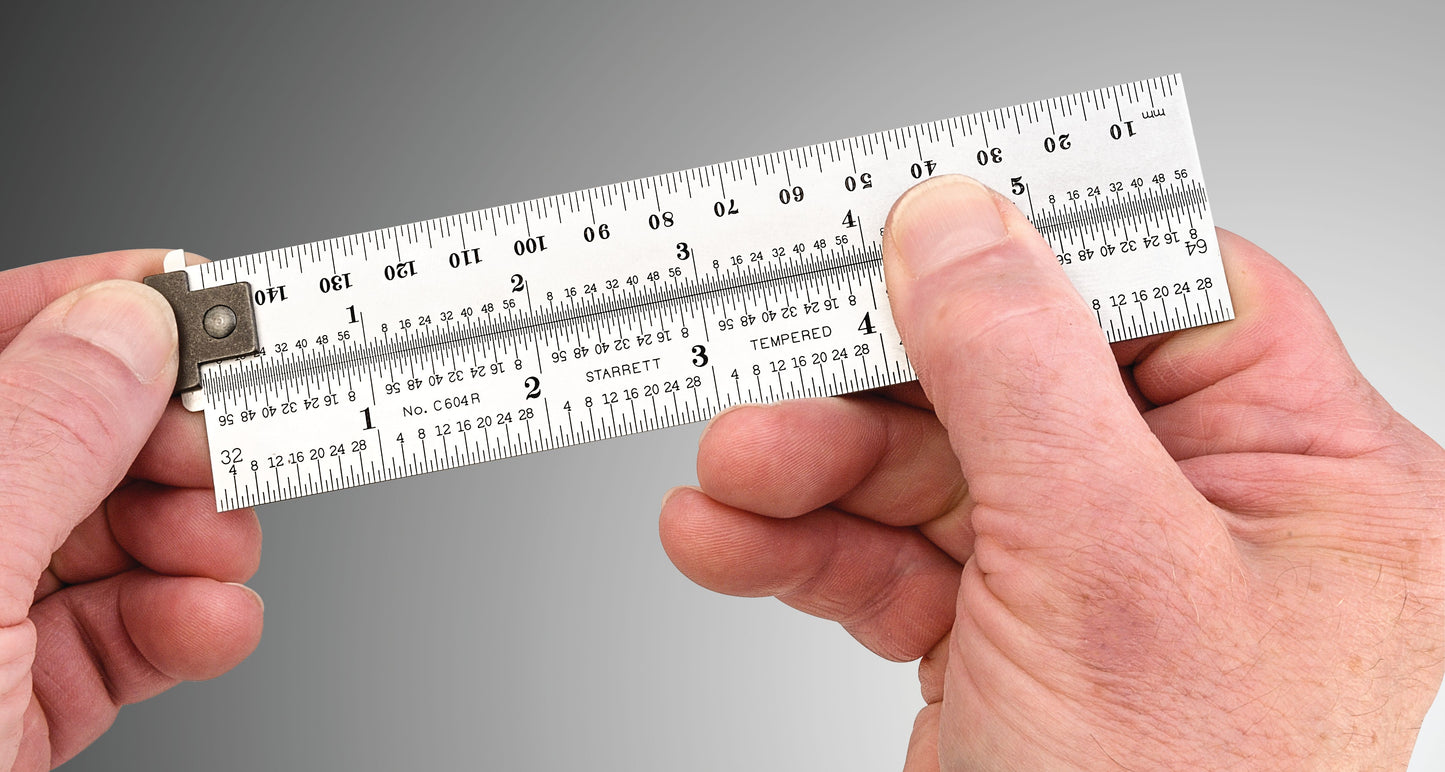 Starrett Spring-Tempered Steel Rule, 6 in
