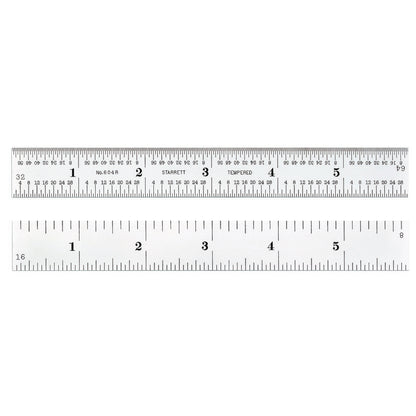 Starrett Spring-Tempered Steel Rule, 6 in