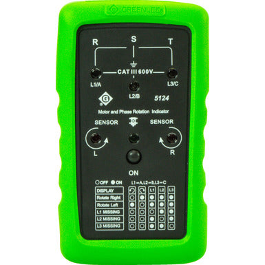 Greenlee 5124 Phase Sequence and Motor Rotation Meter with Non-Contact Testing - Tool Mart Houston