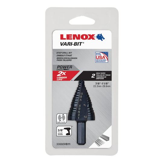 Lenox Vari-Bit Step Drill Bit, 7/8 in - 1-1/8 in (30888VB11)