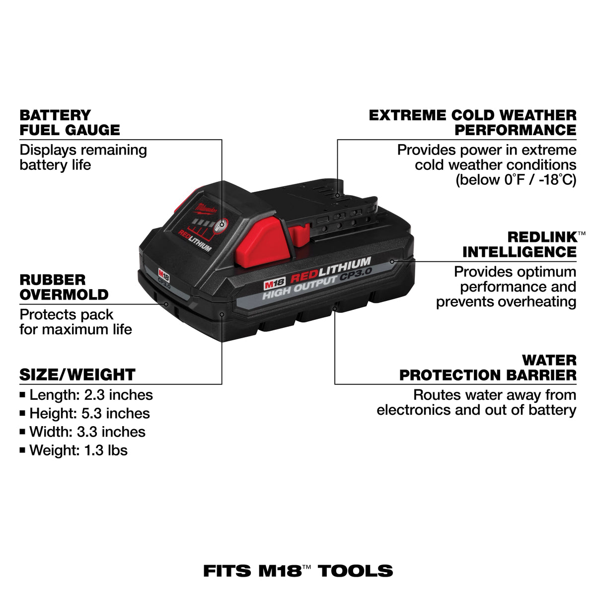 Milwaukee M18™ REDLITHIUM™ HIGH OUTPUT™ CP3.0 Battery (48-11-1835)