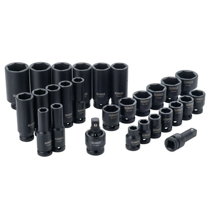DeWalt 1/2 IN. DRIVE 7/16"- 1-1/4" STANDARD and DEEP IMPACT SOCKET SET 6 PT. with 3" EXTENSION and