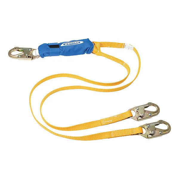 Werner DeCoil Energy Absorbing Twin Leg Lanyard 6 ft Snap Hooks (C411100)