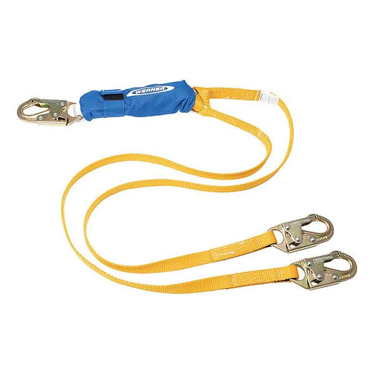 Werner DeCoil Energy Absorbing Twin Leg Lanyard 6 ft Snap Hooks (C411100)