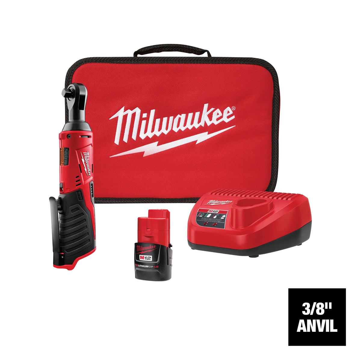 Milwaukee M12™ Cordless 3/8" Lithium-Ion Ratchet Kit (2457-21)