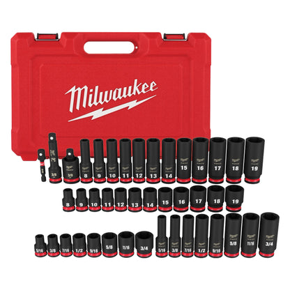 Milwaukee 43PCSHOCKWAVE Impact Duty 3/8" Drive SAE & Metric Deep 6 Point Socket Set