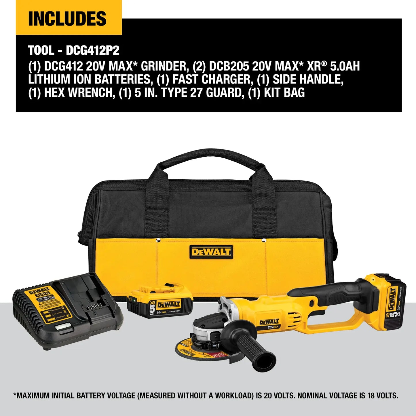 DeWalt 20V MAX GRINDER-CUTOFF TOOL KIT (5.0AH)