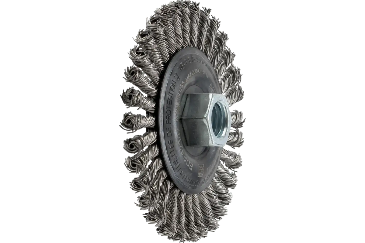 PFERD 4" Stringer Bead Wheel Brush, .020 Stainless Steel Wire, 5/8-11 Thread (82307)