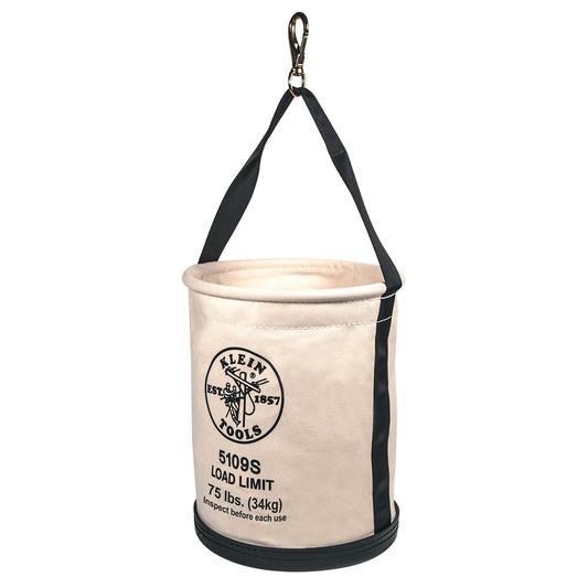 Klein Tools Canvas Bucket, Straight Wall with Swivel Snap, 12-Inch
