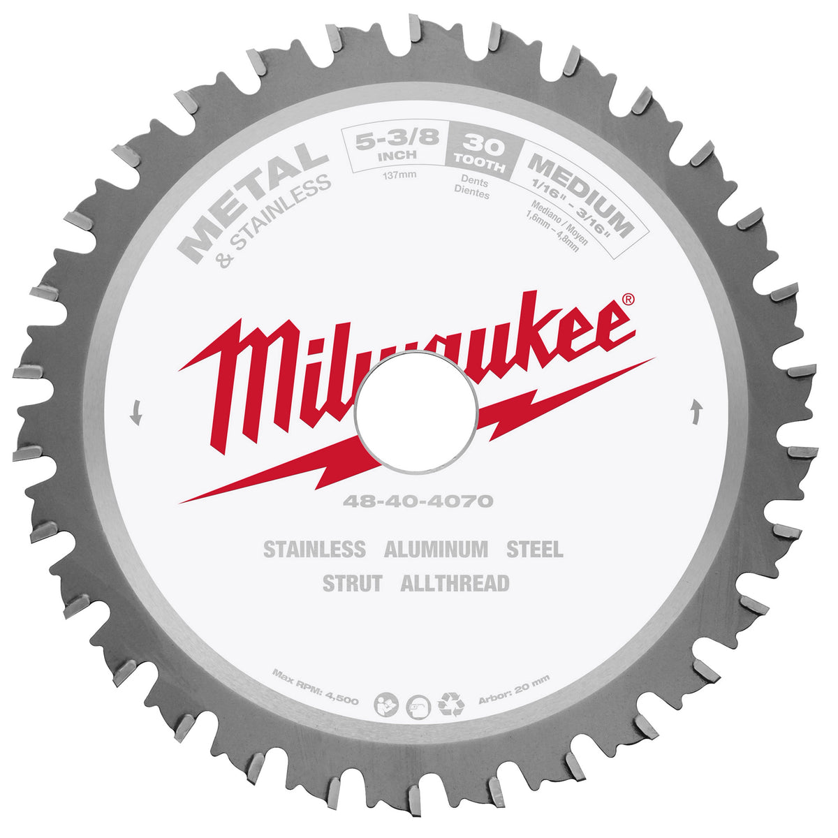 Milwaukee 5-3/8" Metal & Stainless Cutting Circular Saw Blade (48-40-4070)