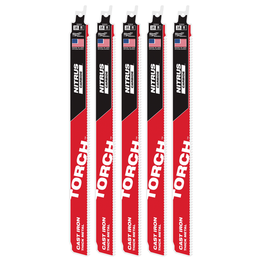 Milwaukee 12" 7 TPI The TORCH™ with NITRUS Carbide™ SAWZALL® Blade 5PK (48-00-5563)
