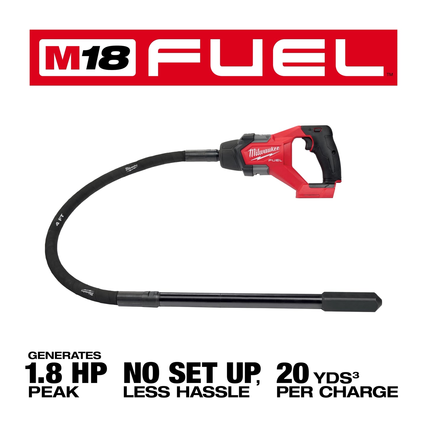 M18 FUEL 4' Concrete Pencil Vibrator