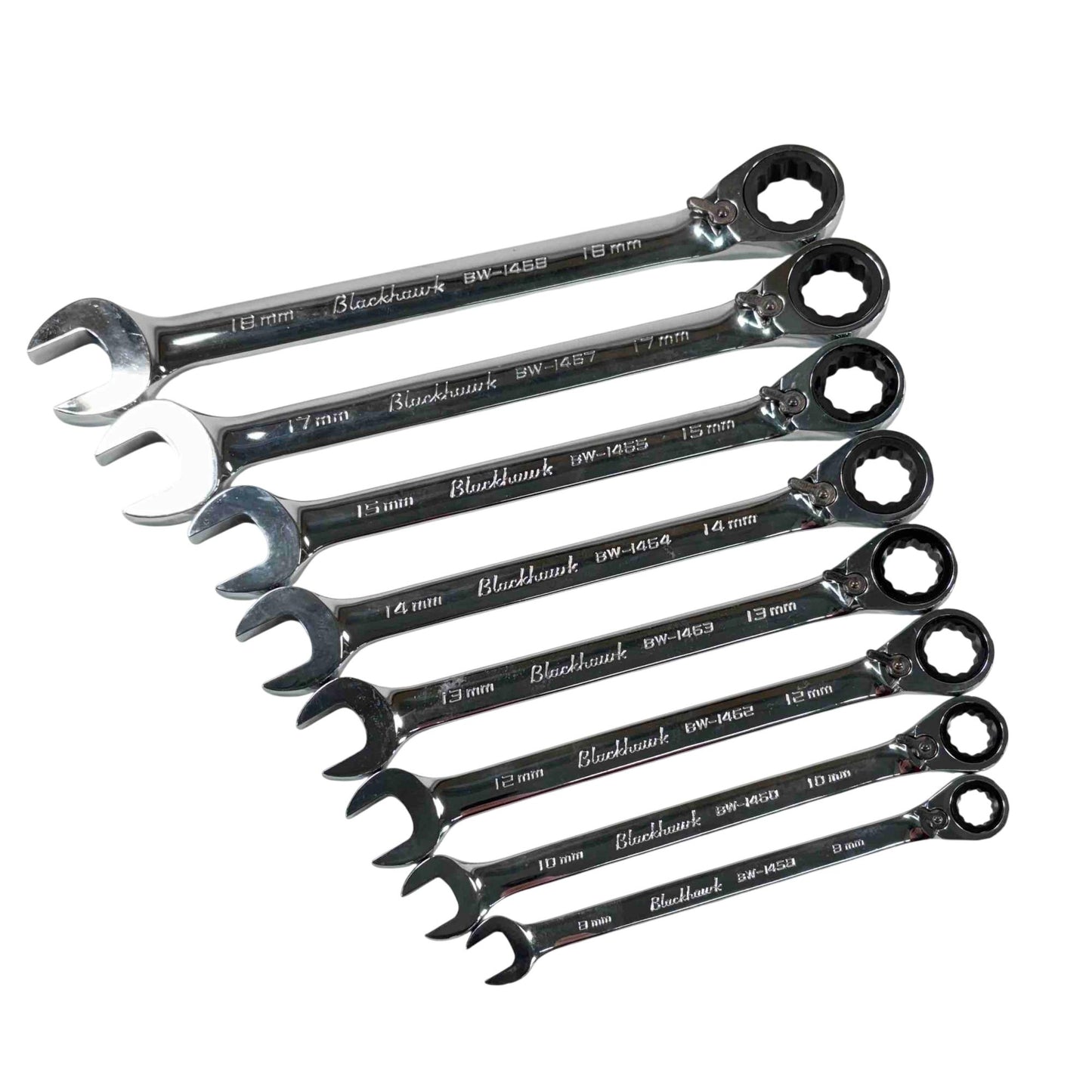 Blackhawk by Proto® 8 Piece Metric Reversible Ratcheting Combination Non-Reversible Ratcheting Wrench, 9/16-Inch