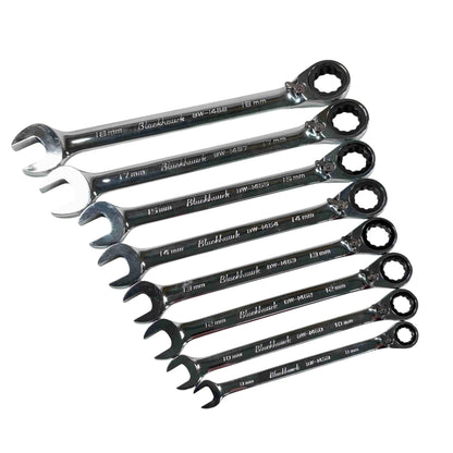Blackhawk by Proto® 8 Piece Metric Reversible Ratcheting Combination Non-Reversible Ratcheting Wrench, 9/16-Inch