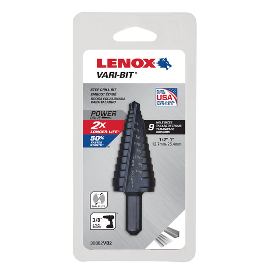 Lenox Vari-Bit Step Drill Bit, 1/2 in - 1 in (30882VB2)