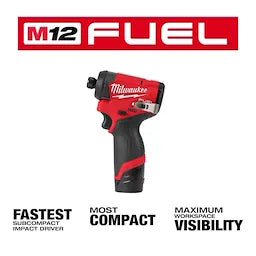 Milwaukee M12 FUEL™ 1/4" Hex Impact Driver Kit (3453-22)