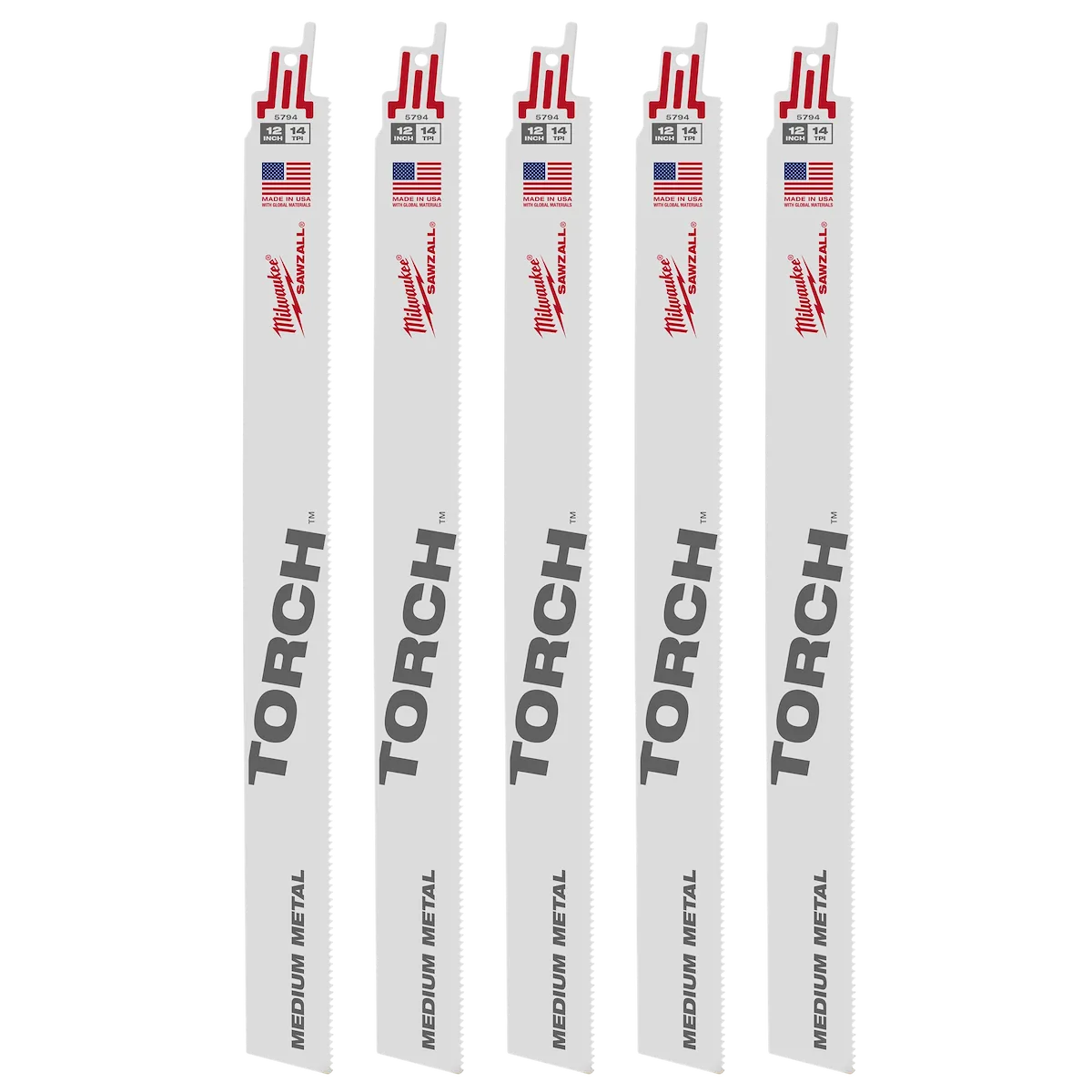 Milwaukee 12" 14 TPI The Torch™ SAWZALL® Blades (5 Pk) (48-00-5794)