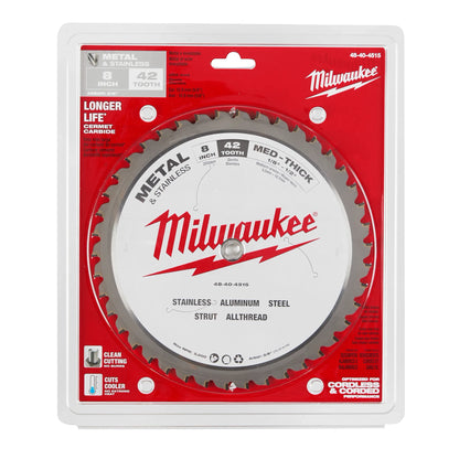 Milwaukee 8" Metal & Stainless Cutting Circular Saw Blade (48-40-4515)