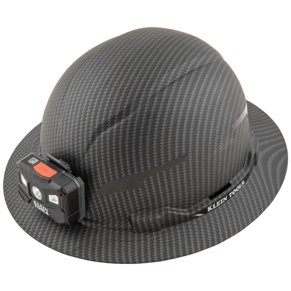 Klein Tools Premium KARBN Pattern Hard Hat with Headlamp, Non-Vented Full Brim, Class E (60346)