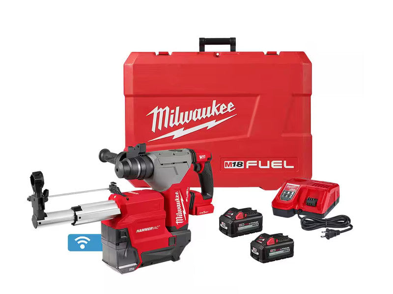 Milwaukee M18 FUEL 1-1/8" SDS Plus Rotary Hammer w/ ONE-KEY? & HAMMERVAC? Dedicated Dust Extractor Kit 2915-22DE