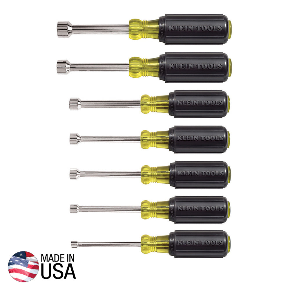 Klein Tools Cushion-Grip Nut Driver Set, 3-Inch Shafts, 7-Piece (631)