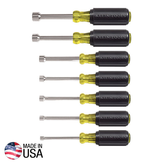 Klein Tools Cushion-Grip Nut Driver Set, 3-Inch Shafts, 7-Piece (631)