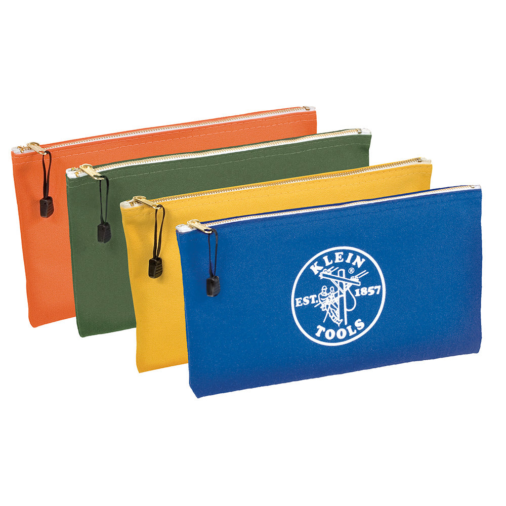 Klein Tools Canvas Zipper Tool Pouches, Olive/Orange/Blue/Yellow, 4-Pack (5140)