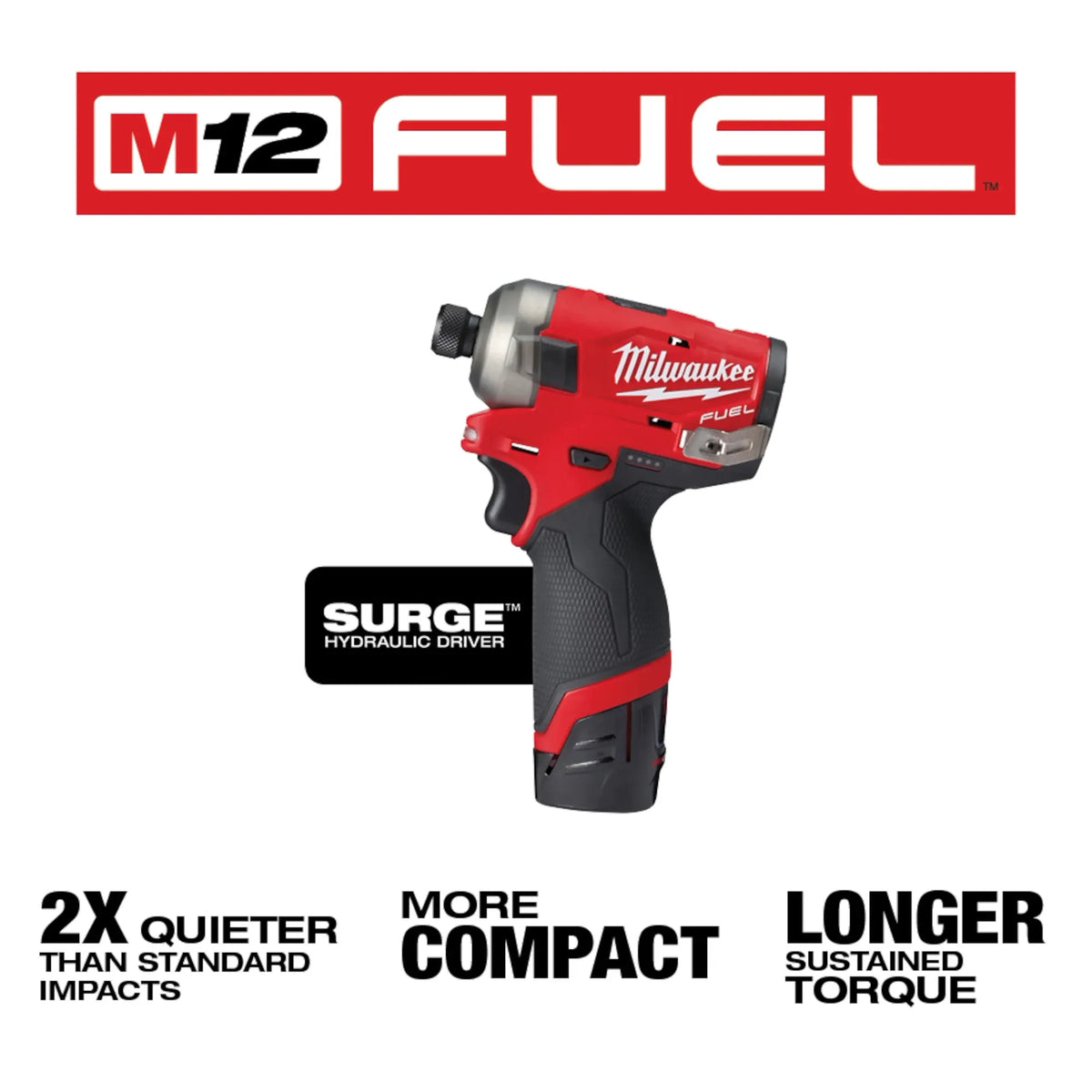 Milwaukee M12 FUEL™ SURGE™ 1/4" Hex Hydraulic Driver 2 Battery Kit (2551-22)