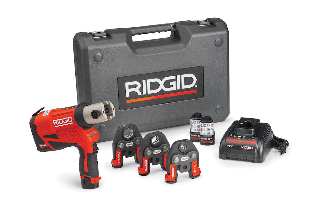 RIDGID RP 240 Compact Press Tool Kit with PureFlow Jaws and Li-Ion Batteries (57408)